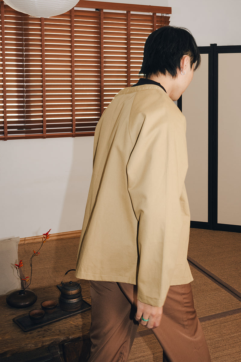 HIEP in motion wearing the Workshop Cardigan by MINUS-E.